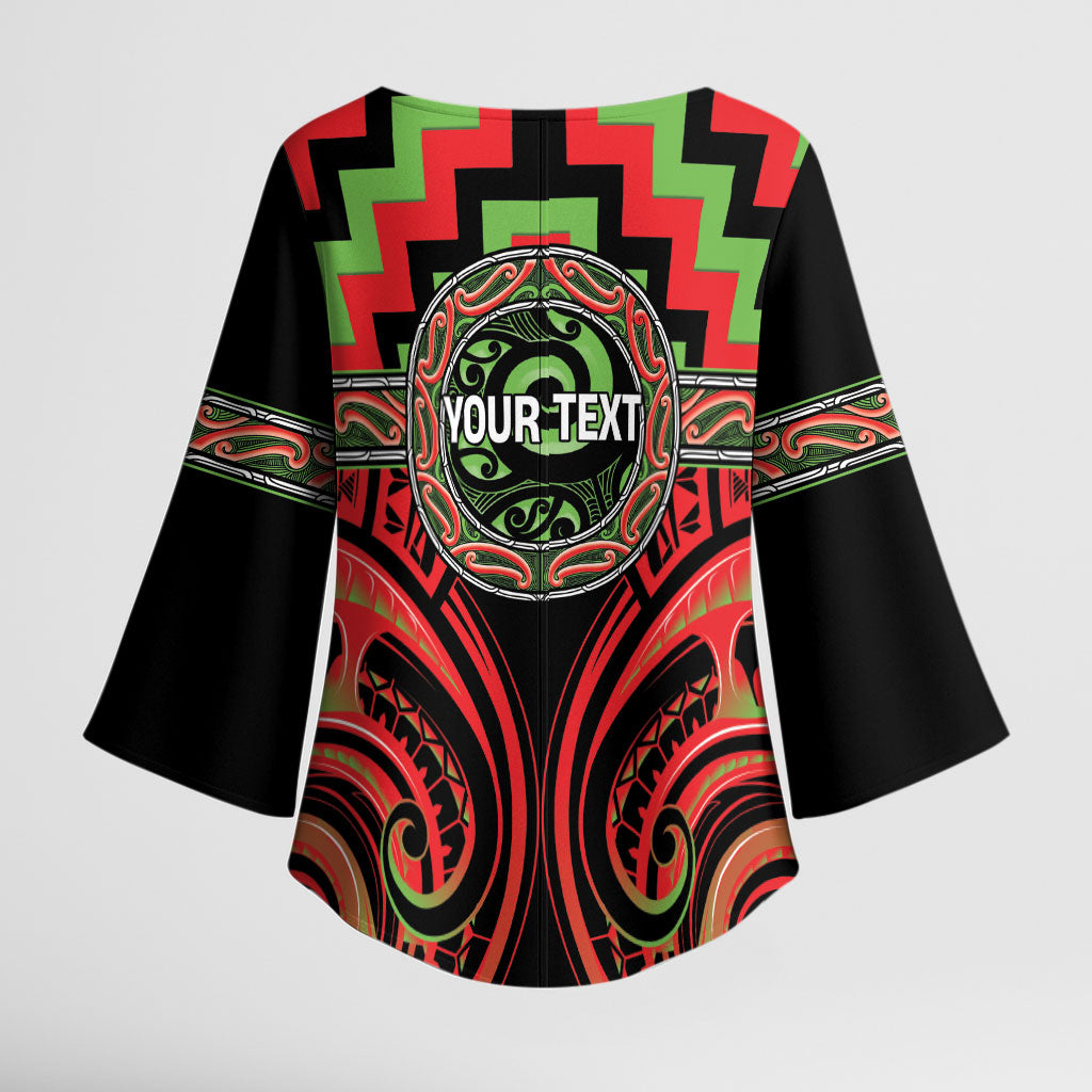 Aotearoa Ngati Maru Personalised Kimono Sleeve Blouse Maori Iwi Poutama Puhoro Tattoo