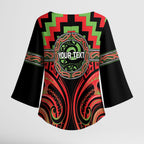Aotearoa Ngati Maru Personalised Kimono Sleeve Blouse Maori Iwi Poutama Puhoro Tattoo