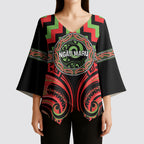 Aotearoa Ngati Maru Personalised Kimono Sleeve Blouse Maori Iwi Poutama Puhoro Tattoo