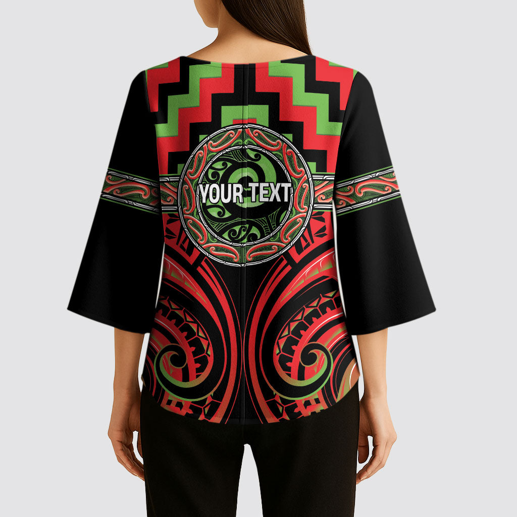 Aotearoa Ngati Maru Personalised Kimono Sleeve Blouse Maori Iwi Poutama Puhoro Tattoo