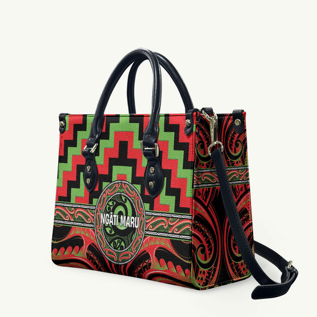 Aotearoa Ngati Maru Leather Bag Maori Iwi Poutama Puhoro Tattoo