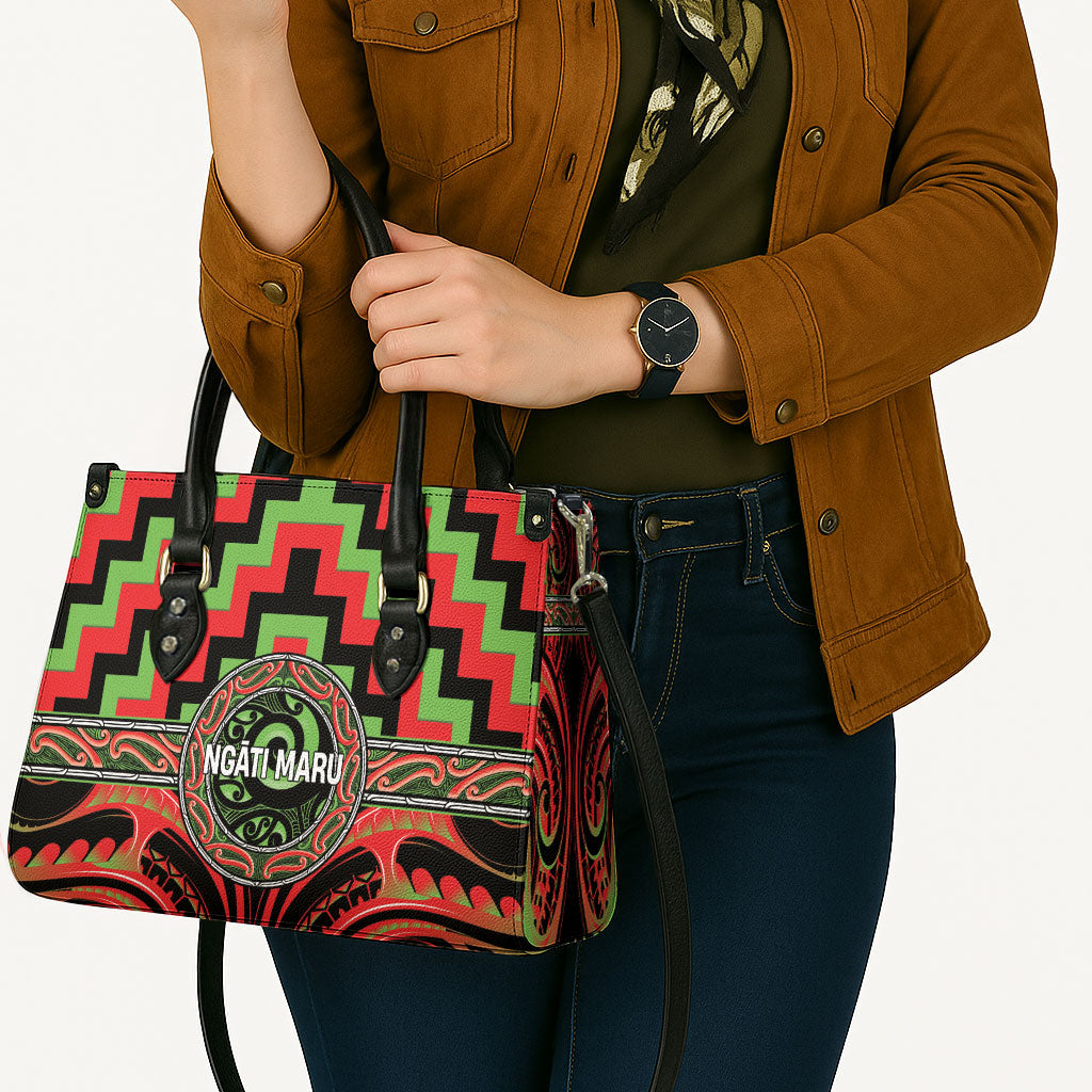 Aotearoa Ngati Maru Leather Bag Maori Iwi Poutama Puhoro Tattoo