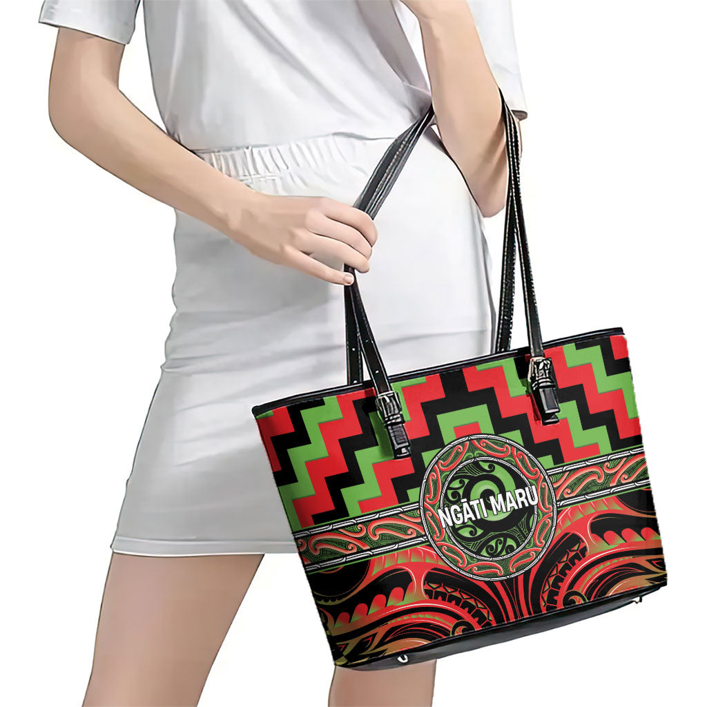 Aotearoa Ngati Maru Leather Tote Bag Maori Iwi Poutama Puhoro Tattoo