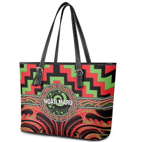 Aotearoa Ngati Maru Leather Tote Bag Maori Iwi Poutama Puhoro Tattoo