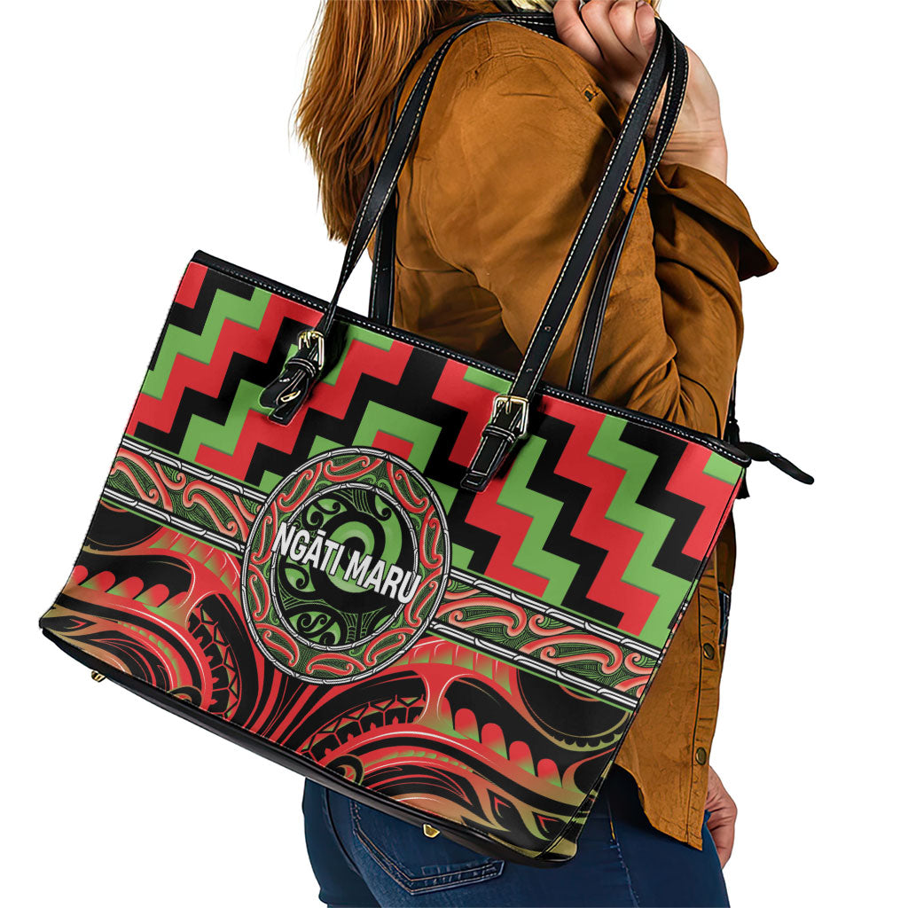 Aotearoa Ngati Maru Leather Tote Bag Maori Iwi Poutama Puhoro Tattoo