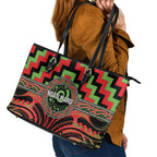 Aotearoa Ngati Maru Leather Tote Bag Maori Iwi Poutama Puhoro Tattoo