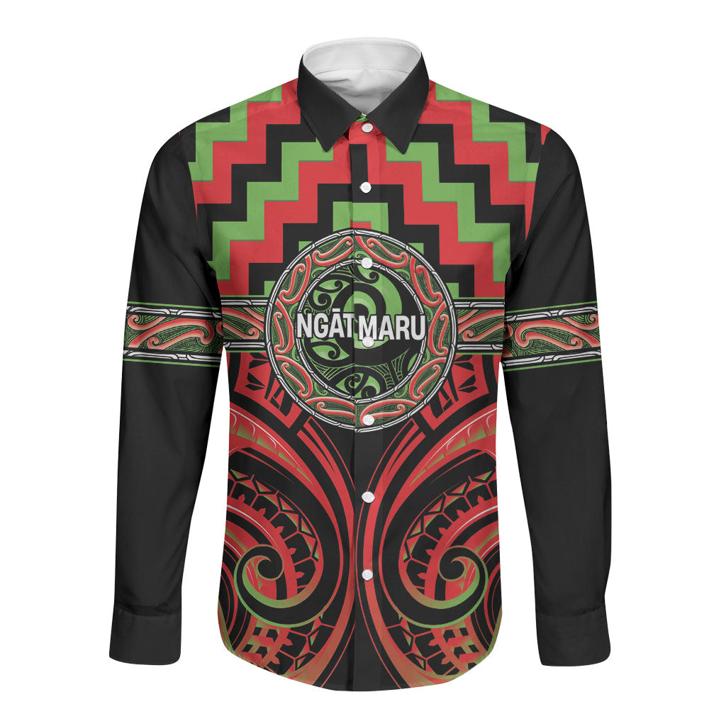 Aotearoa Ngati Maru Personalised Long Sleeve Button Shirt Maori Iwi Poutama Puhoro Tattoo