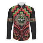 Aotearoa Ngati Maru Personalised Long Sleeve Button Shirt Maori Iwi Poutama Puhoro Tattoo