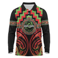 Aotearoa Ngati Maru Personalised Long Sleeve Polo Shirt Maori Iwi Poutama Puhoro Tattoo
