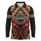 Aotearoa Ngati Maru Personalised Long Sleeve Polo Shirt Maori Iwi Poutama Puhoro Tattoo