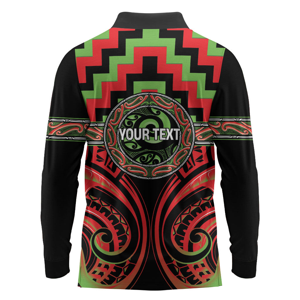 Aotearoa Ngati Maru Personalised Long Sleeve Polo Shirt Maori Iwi Poutama Puhoro Tattoo