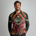 Aotearoa Ngati Maru Personalised Long Sleeve Polo Shirt Maori Iwi Poutama Puhoro Tattoo