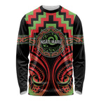 Aotearoa Ngati Maru Personalised Long Sleeve Shirt Maori Iwi Poutama Puhoro Tattoo