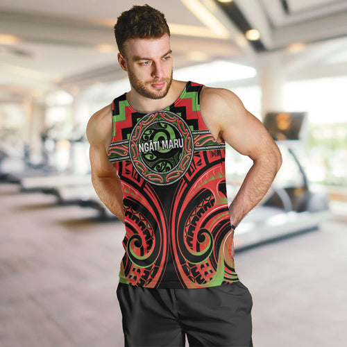 Aotearoa Ngati Maru Personalised Men Tank Top Maori Iwi Poutama Puhoro Tattoo