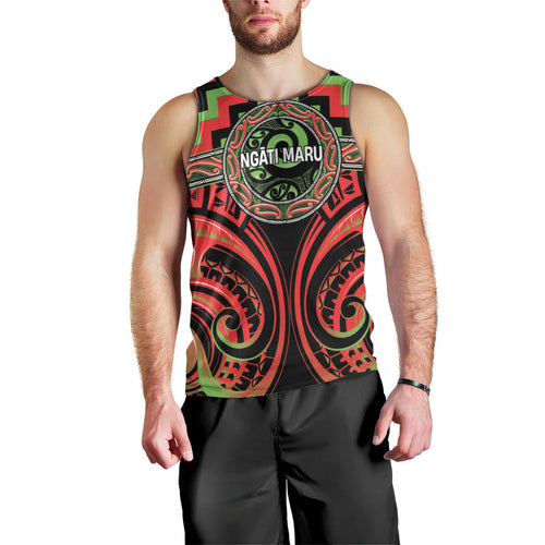 Aotearoa Ngati Maru Personalised Men Tank Top Maori Iwi Poutama Puhoro Tattoo