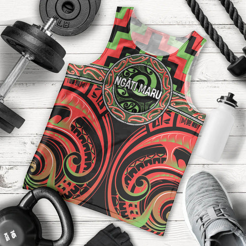 Aotearoa Ngati Maru Personalised Men Tank Top Maori Iwi Poutama Puhoro Tattoo
