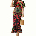 Aotearoa Ngati Maru Personalised Mermaid Dress Maori Iwi Poutama Puhoro Tattoo