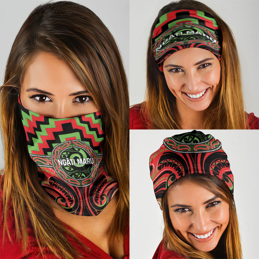 Aotearoa Ngati Maru Neck Gaiter Maori Iwi Poutama Puhoro Tattoo