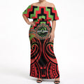 Aotearoa Ngati Maru Personalised Off Shoulder Maxi Dress Maori Iwi Poutama Puhoro Tattoo