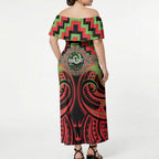Aotearoa Ngati Maru Personalised Off Shoulder Maxi Dress Maori Iwi Poutama Puhoro Tattoo