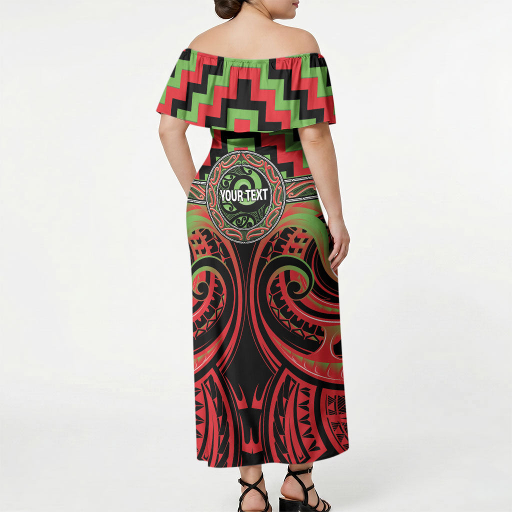 Aotearoa Ngati Maru Personalised Off Shoulder Maxi Dress Maori Iwi Poutama Puhoro Tattoo