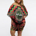 Aotearoa Ngati Maru Personalised Off Shoulder Short Dress Maori Iwi Poutama Puhoro Tattoo