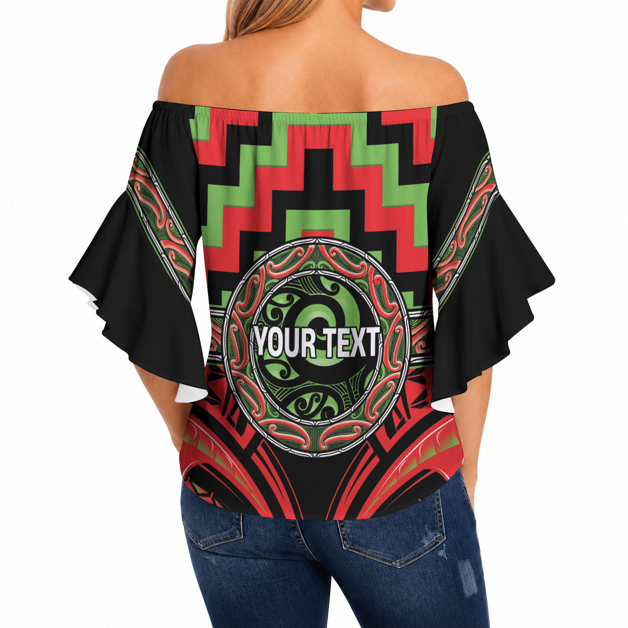 Aotearoa Ngati Maru Personalised Off Shoulder Wrap Waist Top Maori Iwi Poutama Puhoro Tattoo