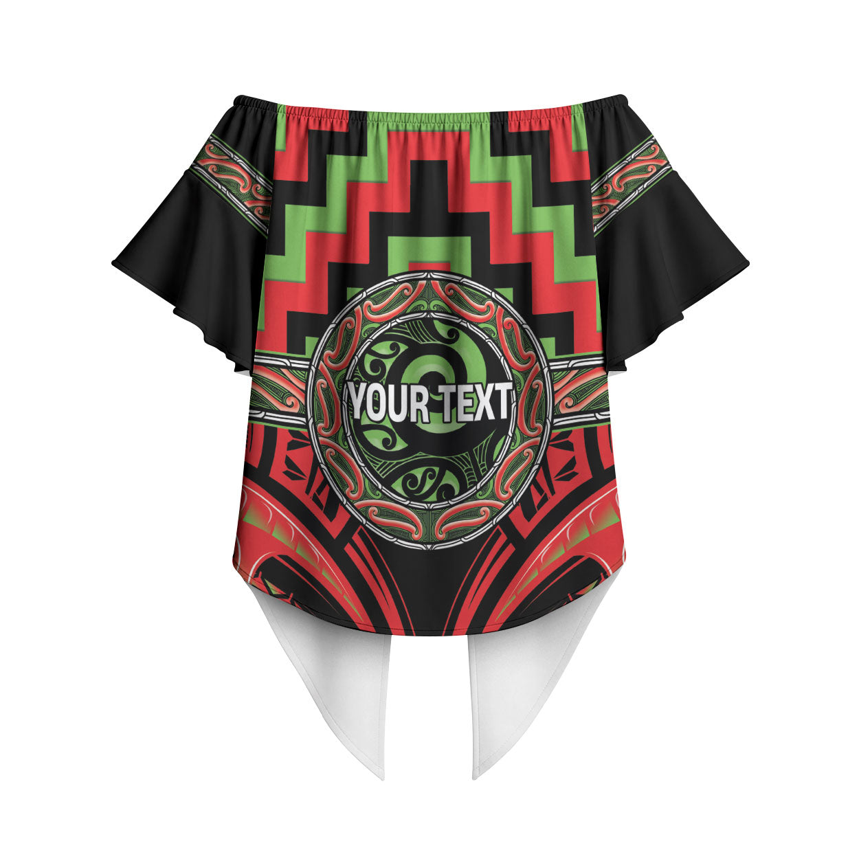 Aotearoa Ngati Maru Personalised Off Shoulder Wrap Waist Top Maori Iwi Poutama Puhoro Tattoo