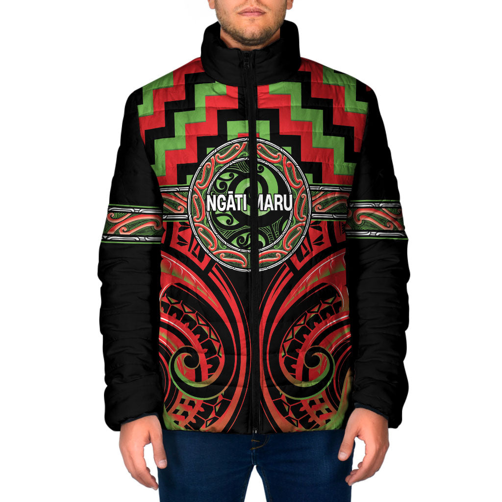 Aotearoa Ngati Maru Personalised Padded Jacket Maori Iwi Poutama Puhoro Tattoo