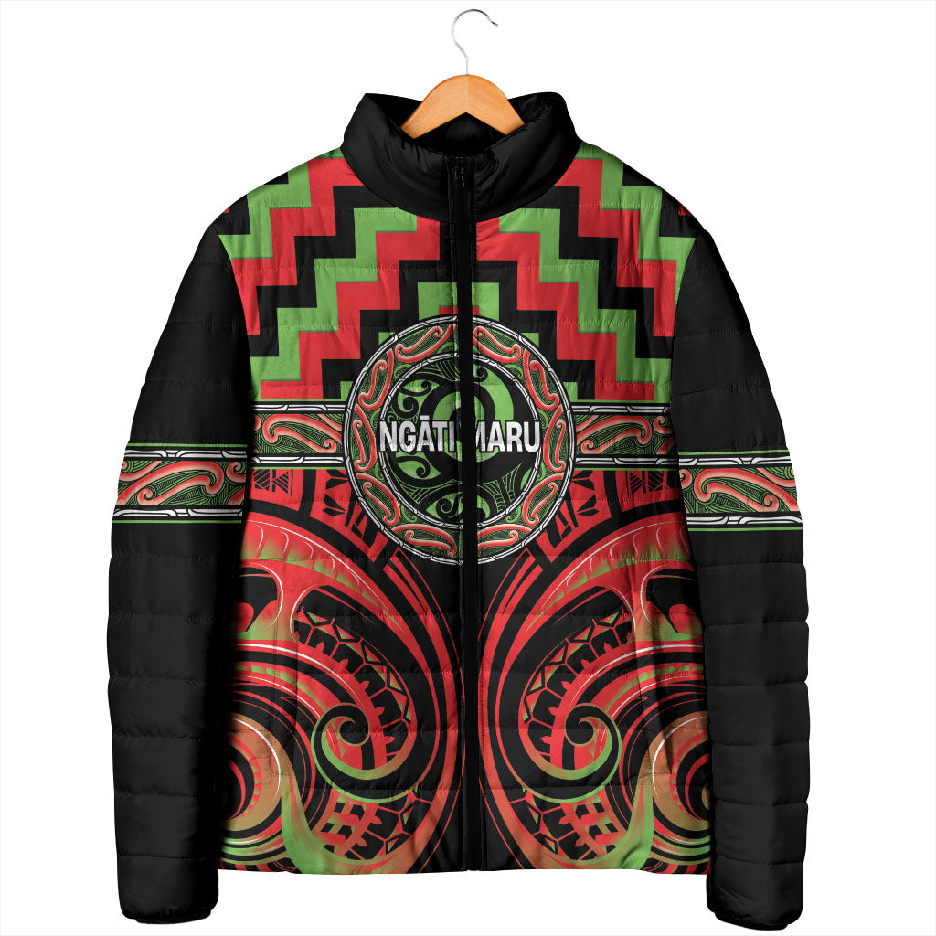 Aotearoa Ngati Maru Personalised Padded Jacket Maori Iwi Poutama Puhoro Tattoo