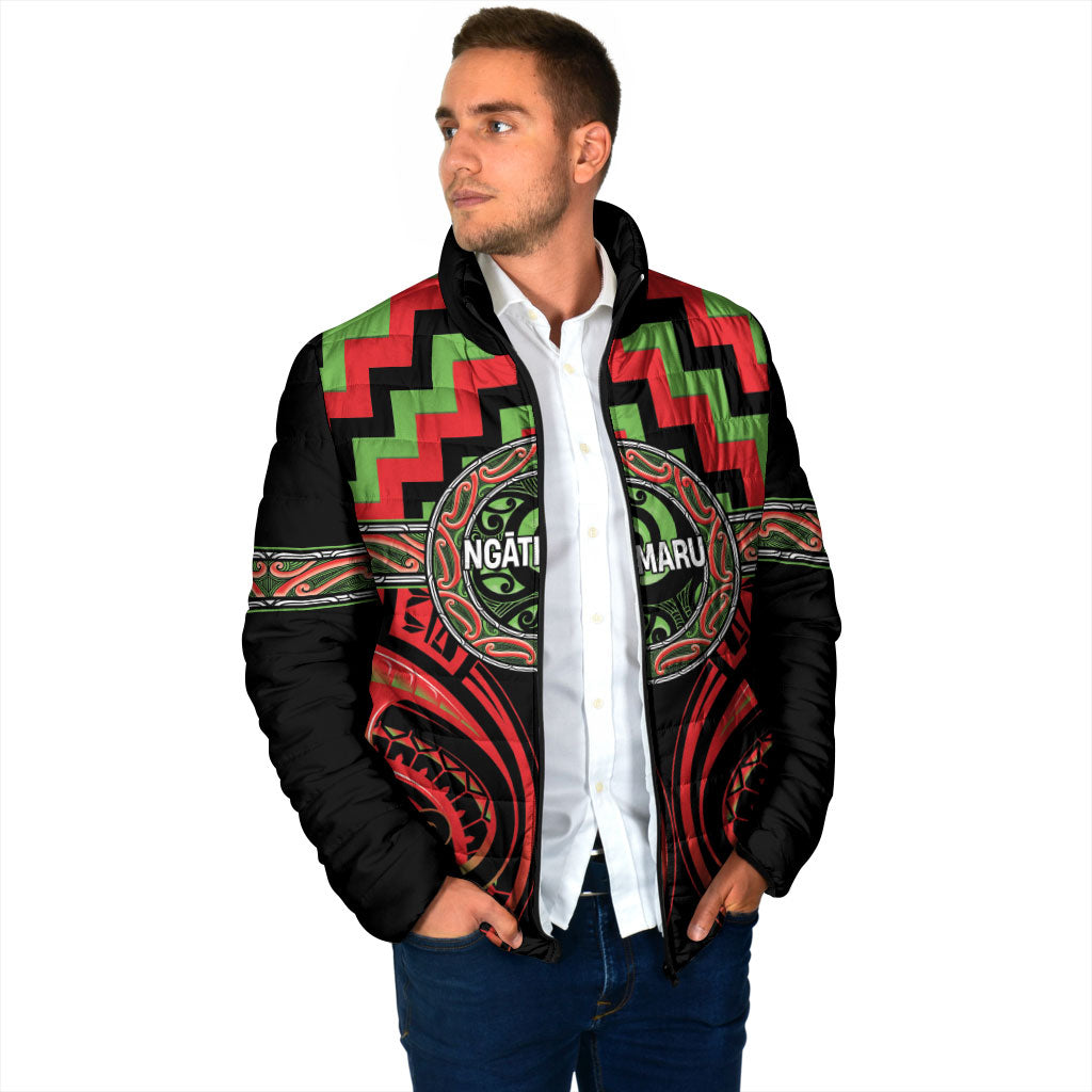 Aotearoa Ngati Maru Personalised Padded Jacket Maori Iwi Poutama Puhoro Tattoo