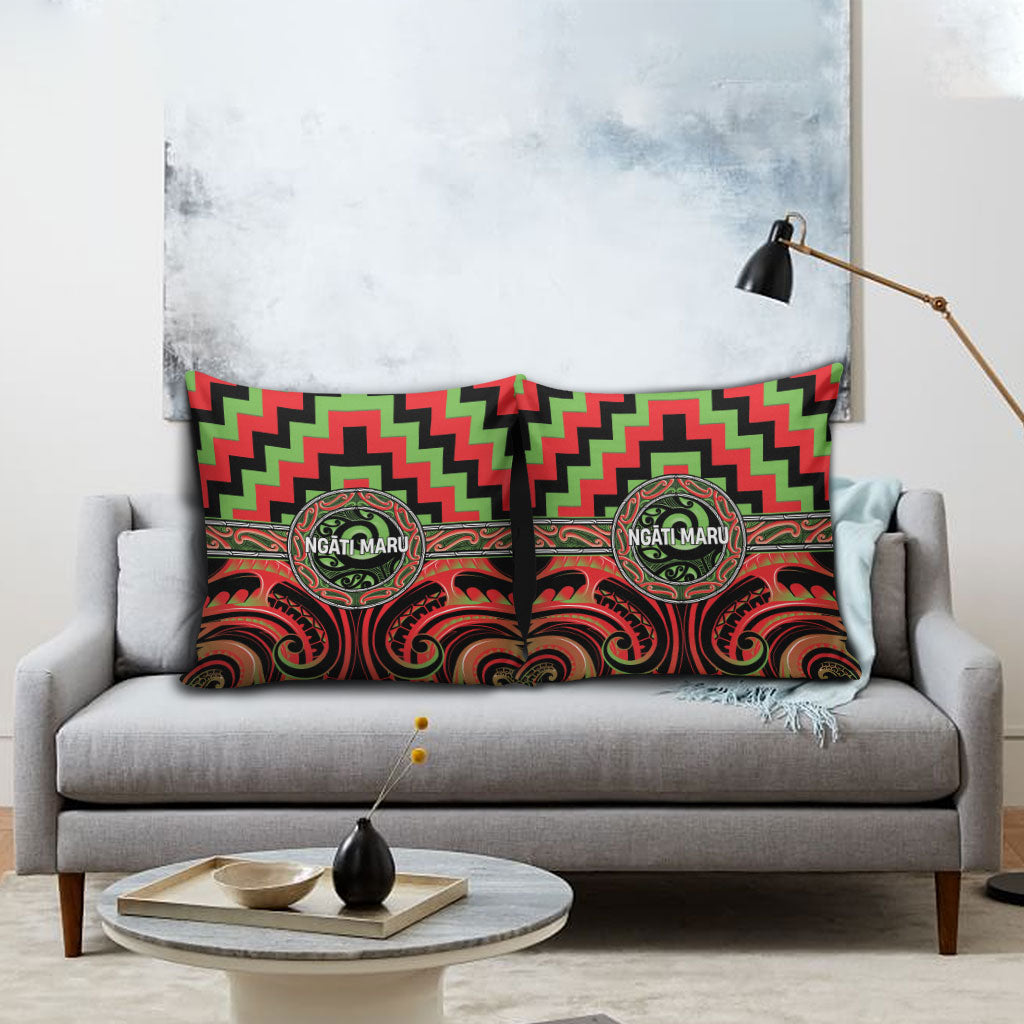 Aotearoa Ngati Maru Pillow Cover Maori Iwi Poutama Puhoro Tattoo