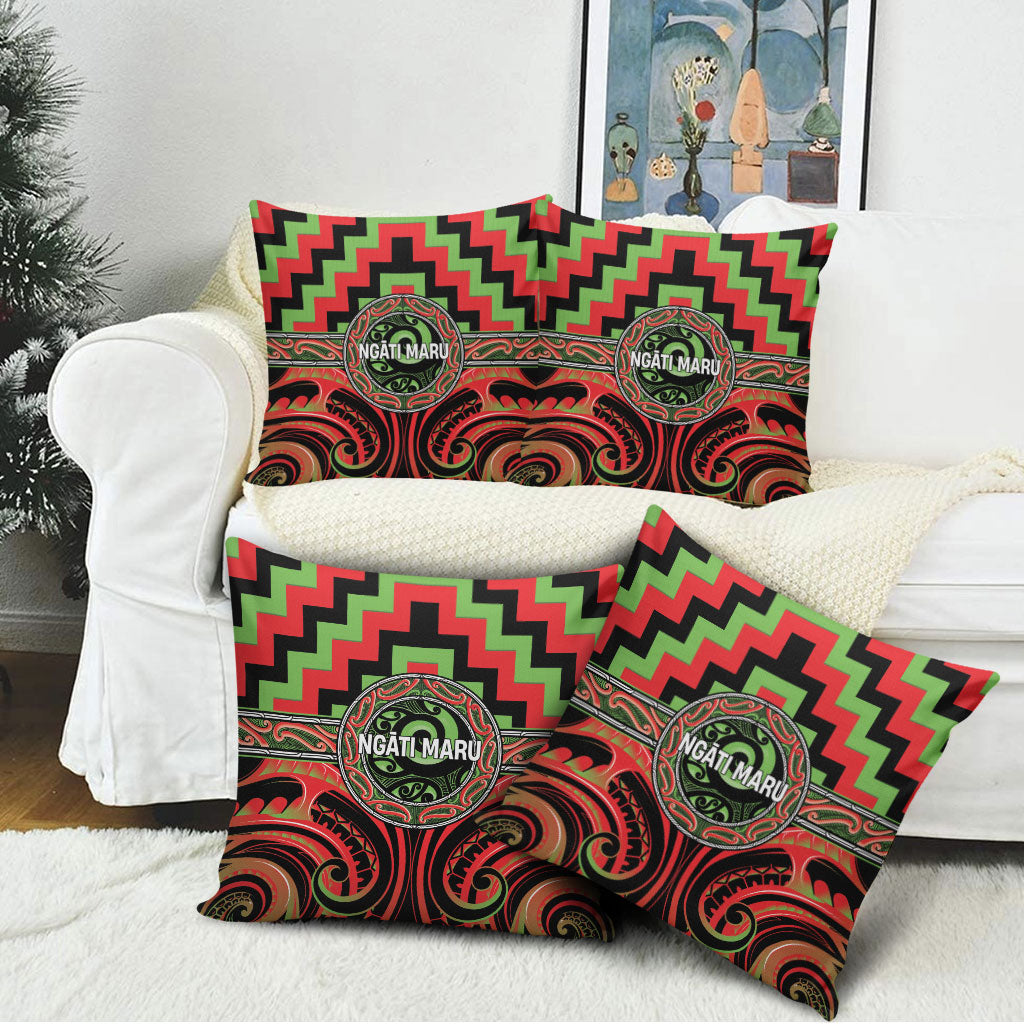 Aotearoa Ngati Maru Pillow Cover Maori Iwi Poutama Puhoro Tattoo