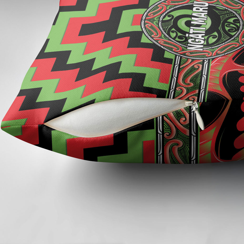 Aotearoa Ngati Maru Pillow Cover Maori Iwi Poutama Puhoro Tattoo