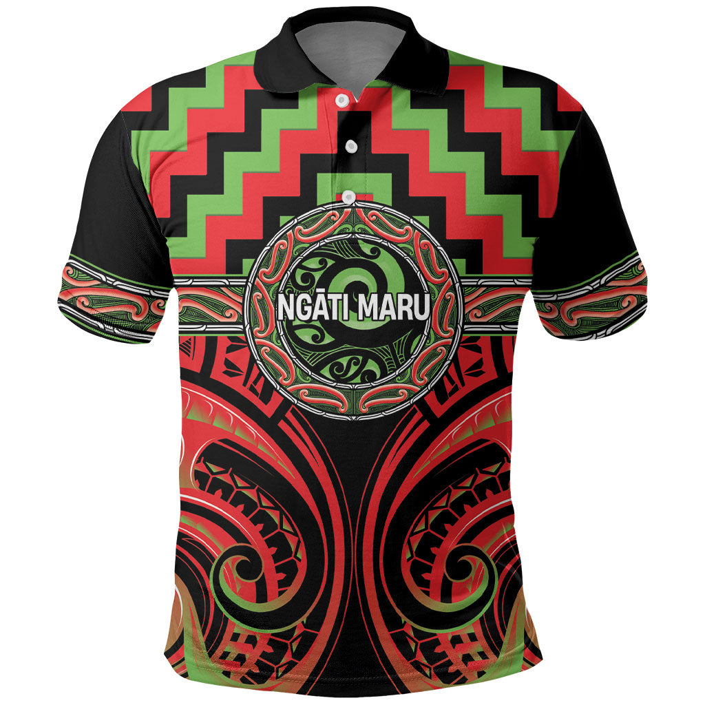 Aotearoa Ngati Maru Personalised Polo Shirt Maori Iwi Poutama Puhoro Tattoo