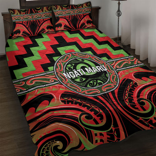 Aotearoa Ngati Maru Quilt Bed Set Maori Iwi Poutama Puhoro Tattoo