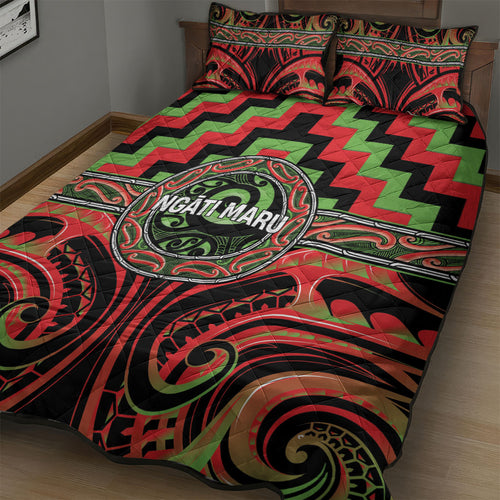 Aotearoa Ngati Maru Quilt Bed Set Maori Iwi Poutama Puhoro Tattoo