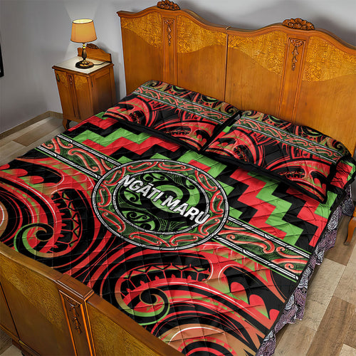 Aotearoa Ngati Maru Quilt Bed Set Maori Iwi Poutama Puhoro Tattoo