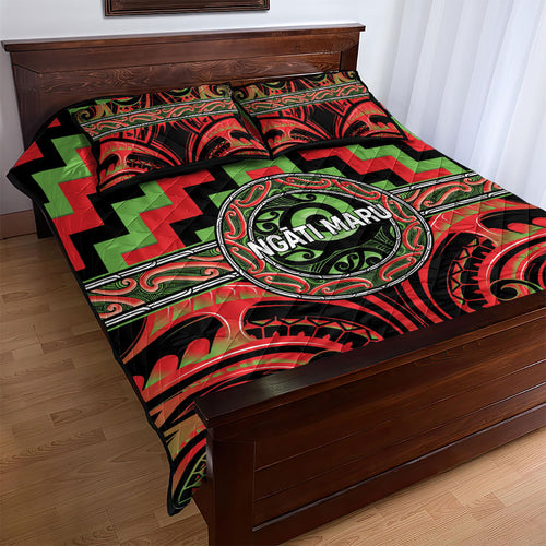 Aotearoa Ngati Maru Quilt Bed Set Maori Iwi Poutama Puhoro Tattoo