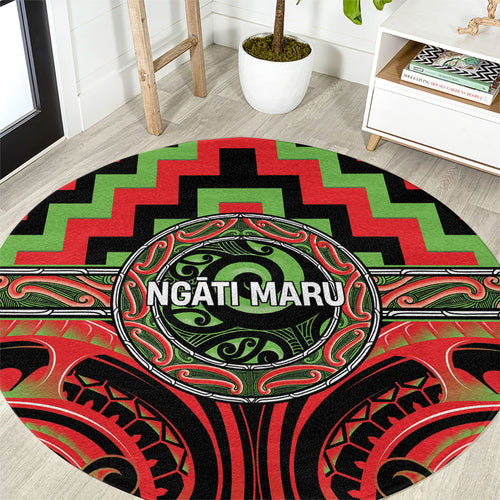 Aotearoa Ngati Maru Round Carpet Maori Iwi Poutama Puhoro Tattoo