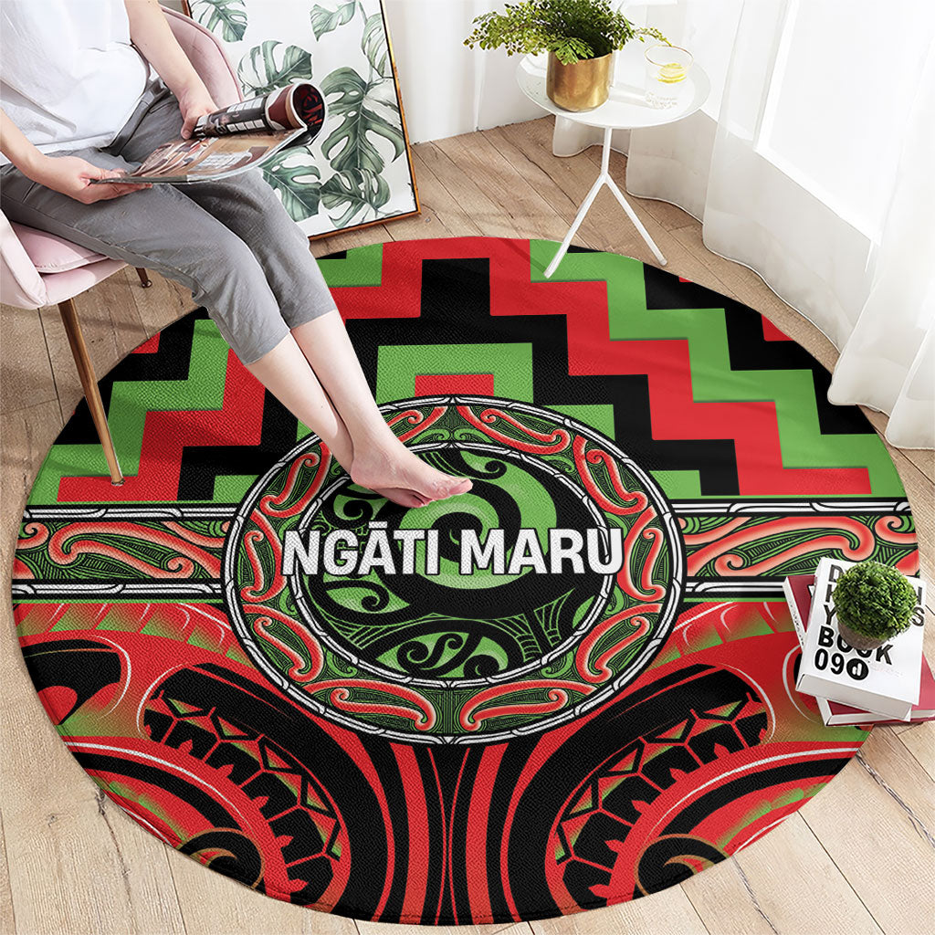 Aotearoa Ngati Maru Round Carpet Maori Iwi Poutama Puhoro Tattoo