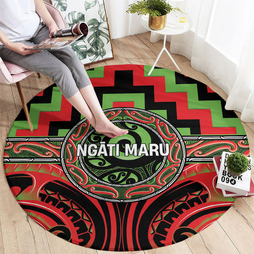 Aotearoa Ngati Maru Round Carpet Maori Iwi Poutama Puhoro Tattoo
