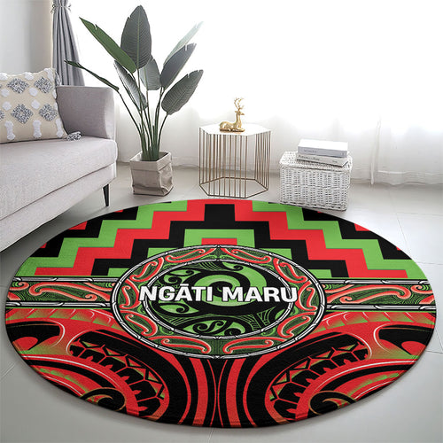 Aotearoa Ngati Maru Round Carpet Maori Iwi Poutama Puhoro Tattoo