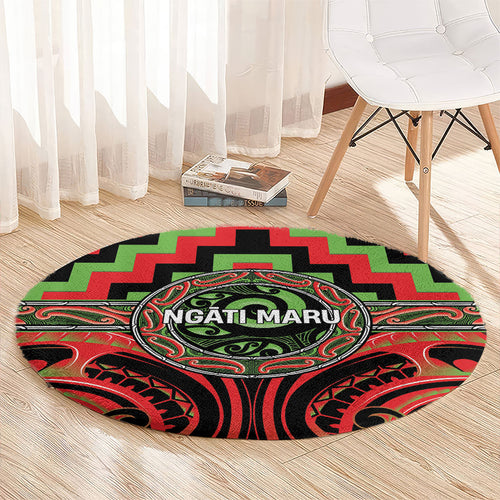 Aotearoa Ngati Maru Round Carpet Maori Iwi Poutama Puhoro Tattoo