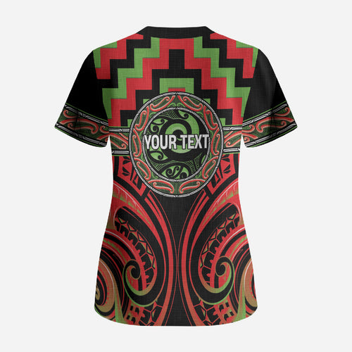 Aotearoa Ngati Maru Personalised Scrub Top Maori Iwi Poutama Puhoro Tattoo