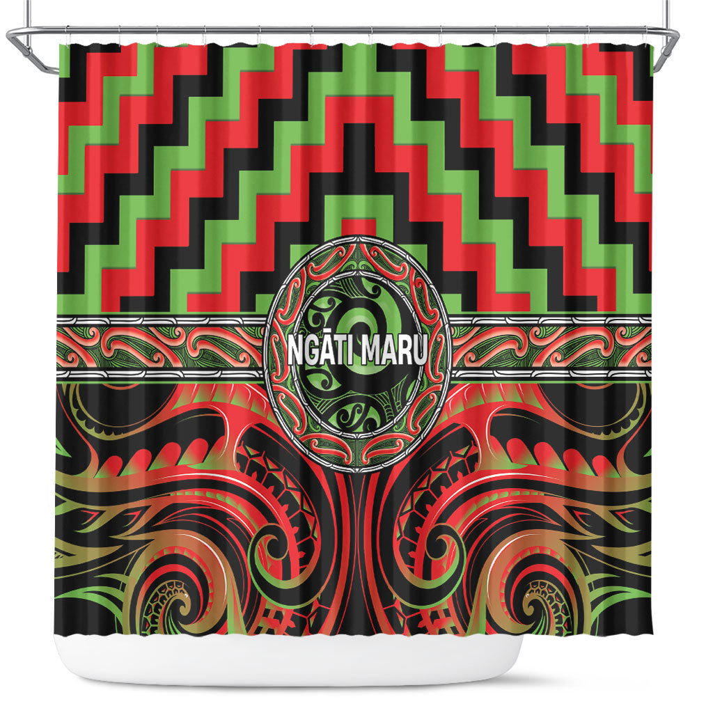 Aotearoa Ngati Maru Shower Curtain Maori Iwi Poutama Puhoro Tattoo