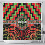 Aotearoa Ngati Maru Shower Curtain Maori Iwi Poutama Puhoro Tattoo