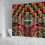 Aotearoa Ngati Maru Shower Curtain Maori Iwi Poutama Puhoro Tattoo