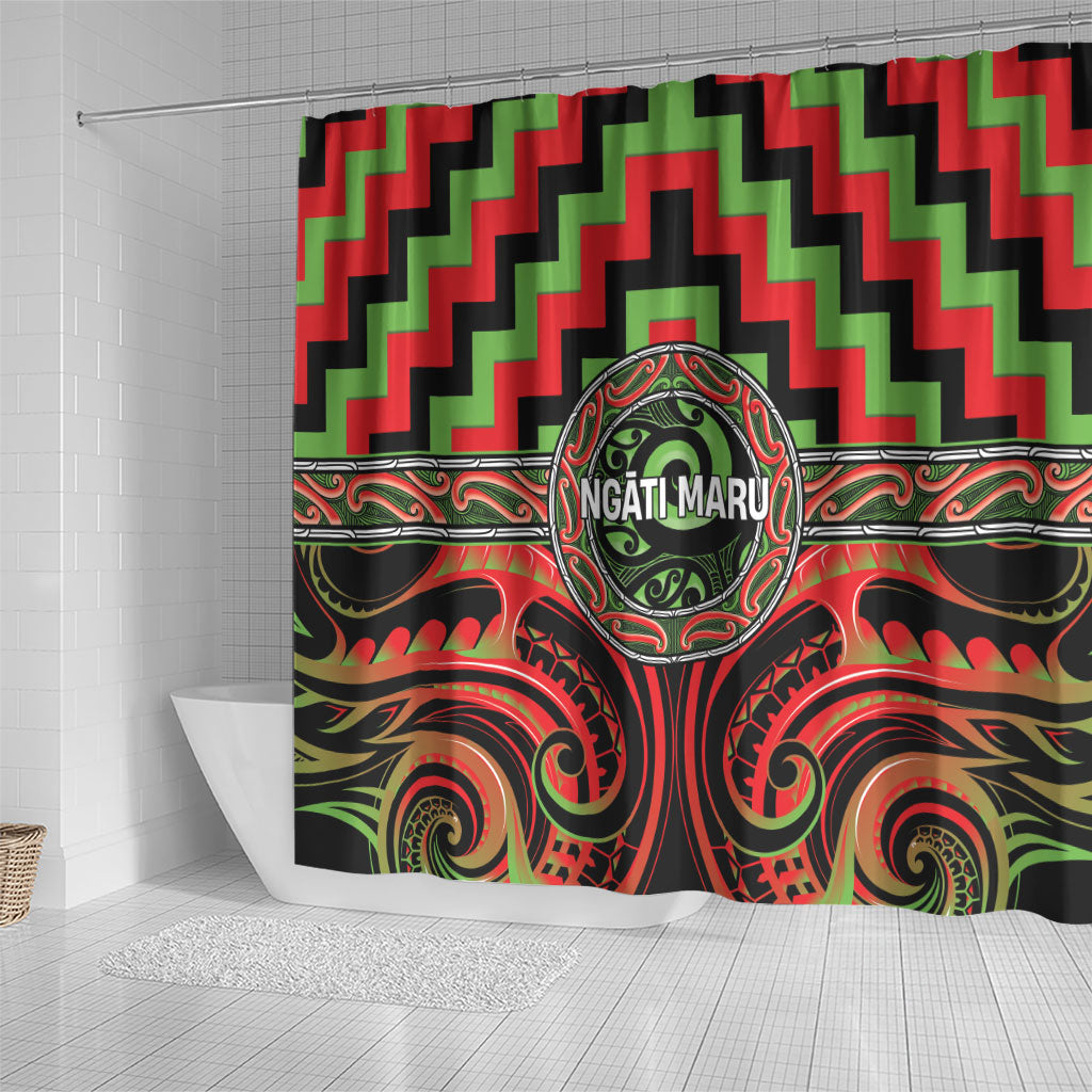 Aotearoa Ngati Maru Shower Curtain Maori Iwi Poutama Puhoro Tattoo