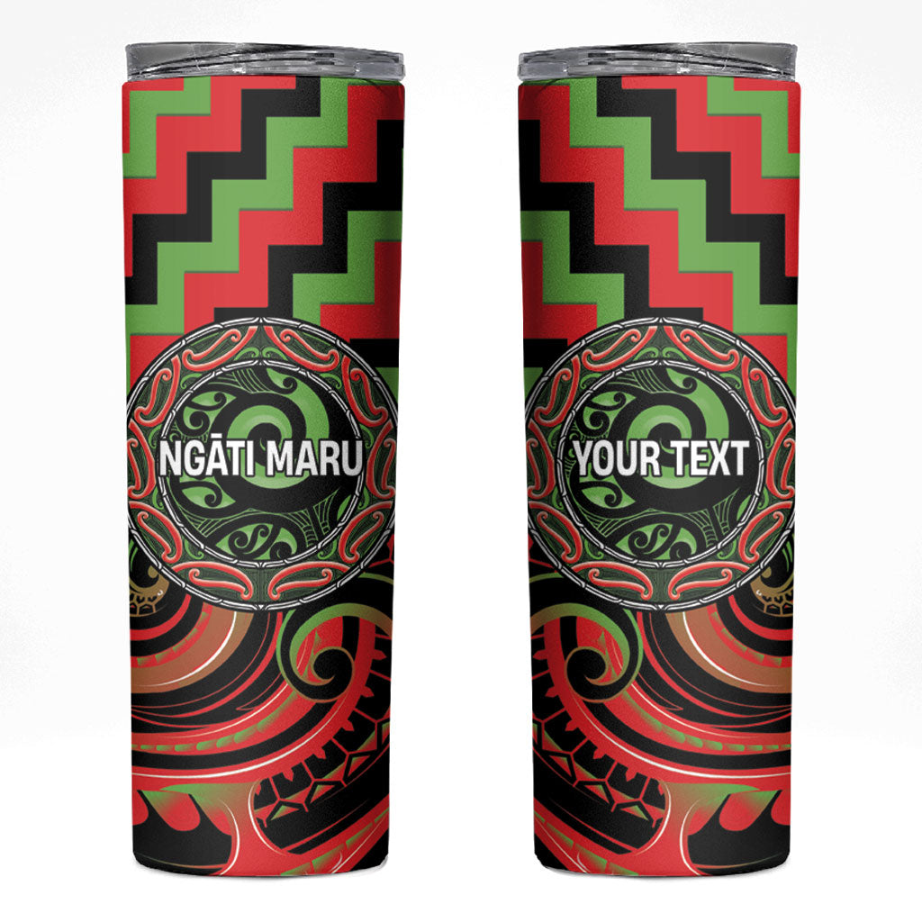 Aotearoa Ngati Maru Personalised Skinny Tumbler Maori Iwi Poutama Puhoro Tattoo